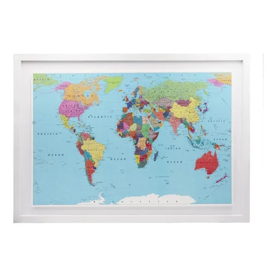 Mapa Del Mundo Con Pins Enmarcado