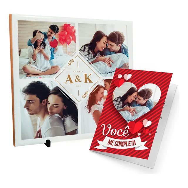 Presente Namorados Azulejo E Cartão Personalizados