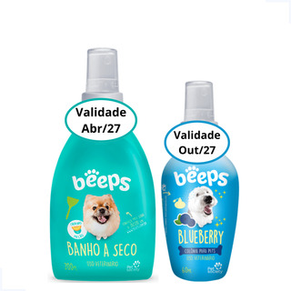 Kit Banho A Seco 200ml Com Colônia Blueberry Beeps 60ml Pet Kit Banho A Seco 200ml Com Colônia Blueberry Beeps 60ml Pet