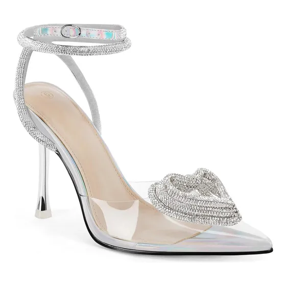 Zapatos De Tacón Alto Transparentes Con Punta Cerrada Y Diam