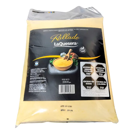Queso Rallado En Bolsa X 3 Kg La Quesera ( Sin Tacc )