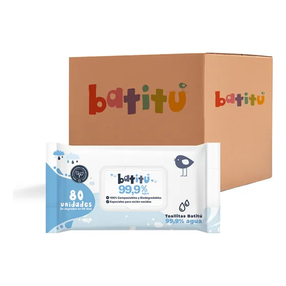 Caja 960 Toallitas Húmedas 99.9% Agua Biodegradable - Batitú