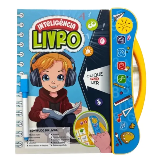 Livro Interativo Infantil Educativo Com Sons Aprendizagem Divertida Para Crianças 3+ Anos Com Alfabeto Números Animais Frutas Veículos E Música Funciona Com Pilhas Estimula O Conhecimento