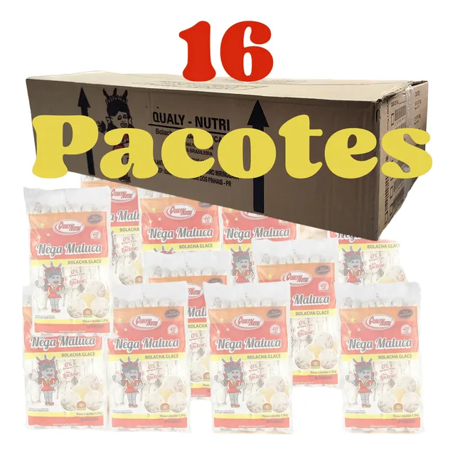 Bolacha Glace Nega Maluca Açucarada 6.4kg Kit 16 Unidades