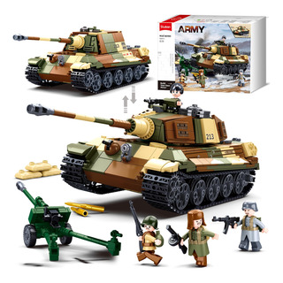 Kit De Construcción Tanque Ww2 Tiger Ii Con Figuras De Ladri Color Kit De Construcción Tanque Ww2 Tiger Ii Con Figuras De Ladri Color