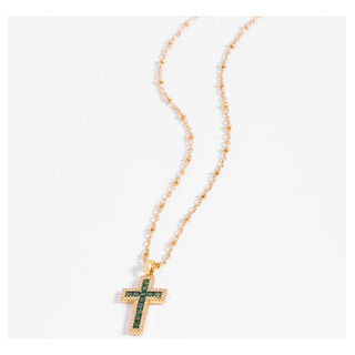 Cadena Con Dije Cruz Amen En Baño De Oro Cristal Verde Nice Cadena Con Dije Cruz Amen En Baño De Oro Cristal Verde Nice