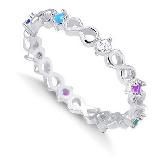Anel Prata 925 SĂmbolos De Infinito Com ZircĂŽnias Coloridas* Anel Prata 925 SĂmbolos De Infinito Com ZircĂŽnias Coloridas*