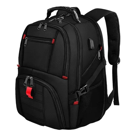 Mochila de viaje Rs-a1 Yorepek para notebook 17'' escolar hombre impermeable y antirrobo negra rayas 50L