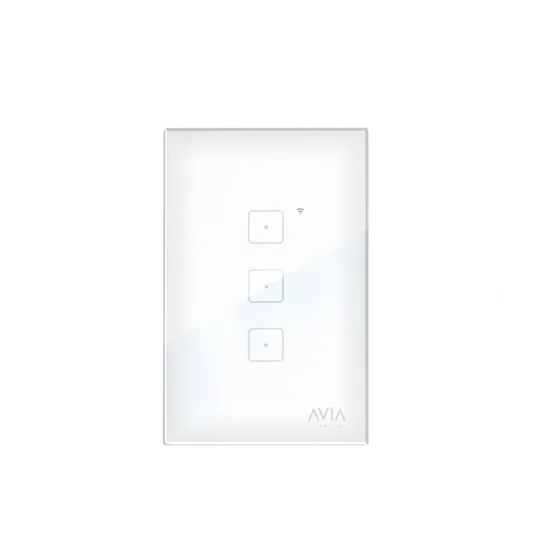 Apagador Smart Wifi Triple Touch De Cristal Blanco Avia