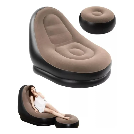 Puff Inflable Sillón Sofá Con Taburete Reposapiés Individual