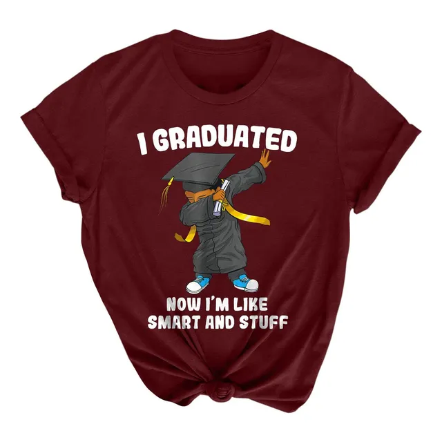 Blusa Casual Verano Estampado Dibujo Animado I Graduated Now