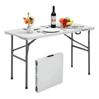 Mesa Plegable 120cm Exterior Jardín Plástico Tipo Portafolio Portatil Cuory