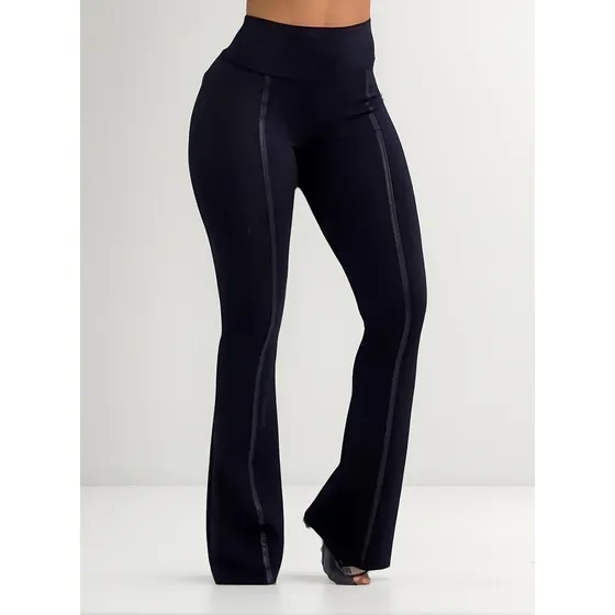 Calça Social Flare Bailarina Com Bolso Cintura Alta