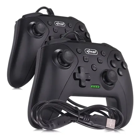 Kit 2 Controles Para Pc Ps3 Nintendo Switch Joystick Usb Not Preto