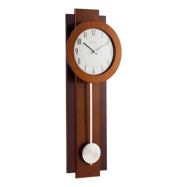 Bulova C3383 Avent Pendulum Deco Reloj Pared 18  Nogal Caoba