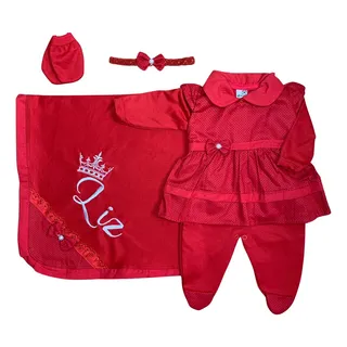 SaĂda Maternidade Personalizada Bebe Menina Vermelha 5 Peças SaĂda Maternidade Personalizada Bebe Menina Vermelha 5 Peças