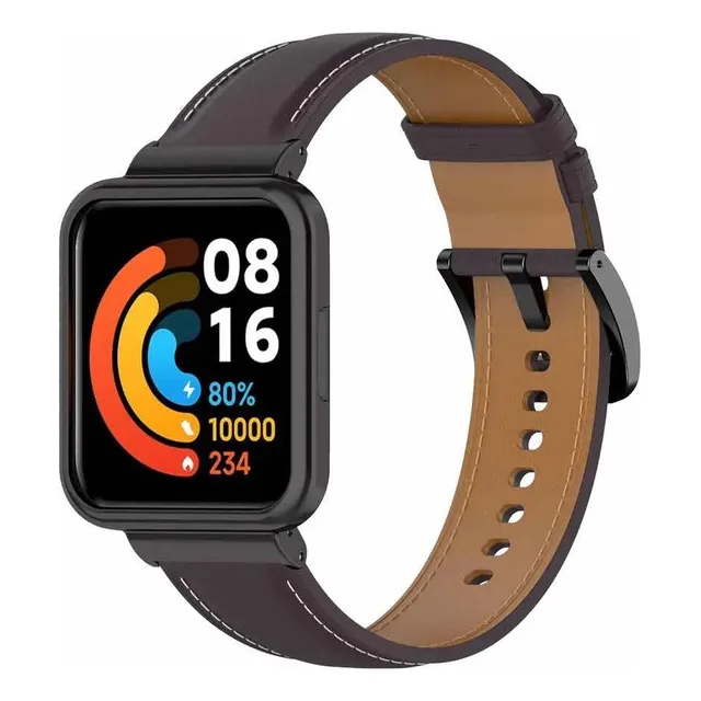 Correa De Cuero Para Redmi Watch 3 Con Case Metálico.