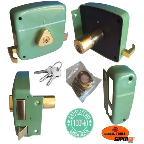 Cerradura De Acero Sobreponer Lado Derecho Puerta Portón W9 