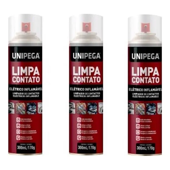 3 Pç Limpa Contato Eletrico Placa Circuito 300ml Unipega