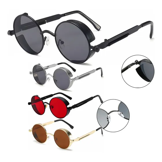 Gafas De Sol Casual Steampunk Redondos Lentes Anti-uv Unisex