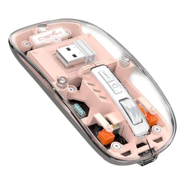 Mouse Inalámbrico Recargable Ratón Diáfano Bluetooth 2.4 G