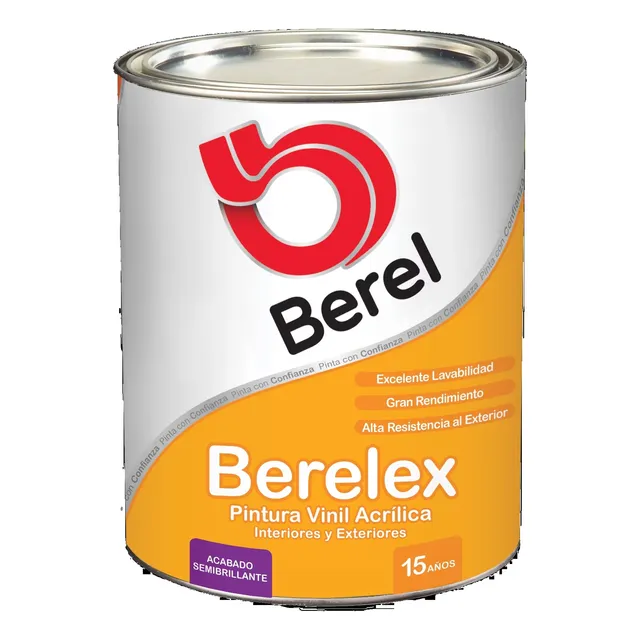 Litro Pintura Plastica Berel Semigloss Blanco Cocina Y Baño