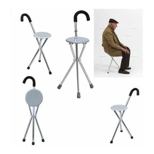 Bastón Con Asiento 2 En 1 Plegable Resistente Adulto Mayor