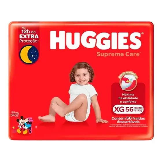 Fralda Huggies Supreme Care Xg C/56 Gênero Sem Gênero Tamanho Extra Grande (xg)