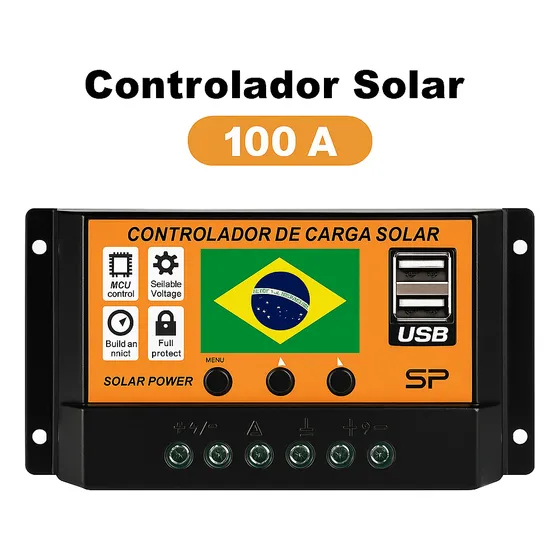 Controlador De Carga Solar 100a 12/24v Automático Pwm