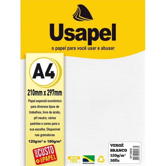 Papel A4 Verge Usapel Branco 120g.