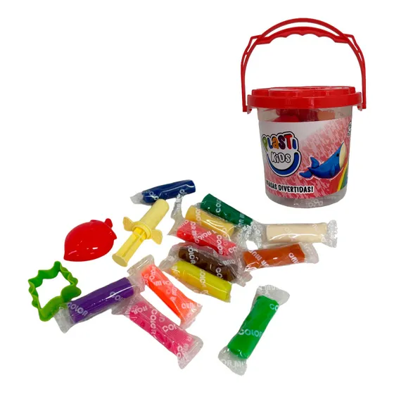 Baldecito De 12 Masas Divertidas Plastikids Con Accesorios Color Rojo