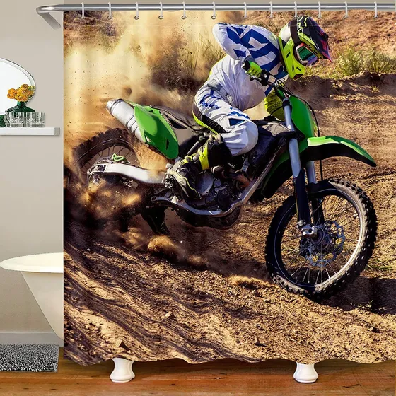 Cortina Ducha Verde Para Motocicleta Deporte Extremo Juego