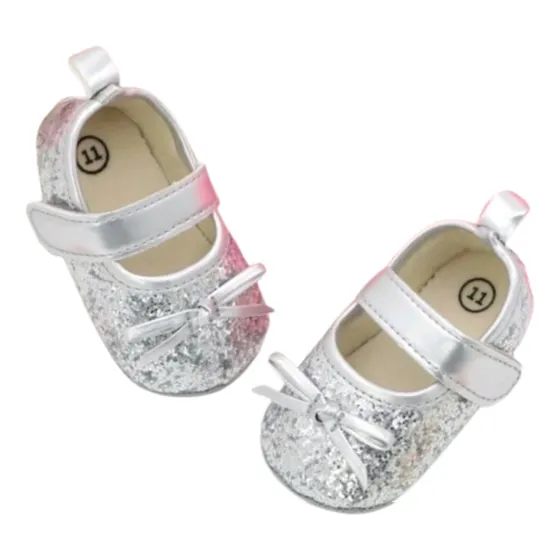 Zapatillas Para Bebé Niña Plateadas