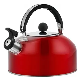 Chaleira Inox 2 Litros Com Apito - Aço Inox Cor Vermelho Chaleira Inox 2 Litros Com Apito - Aço Inox Cor Vermelho