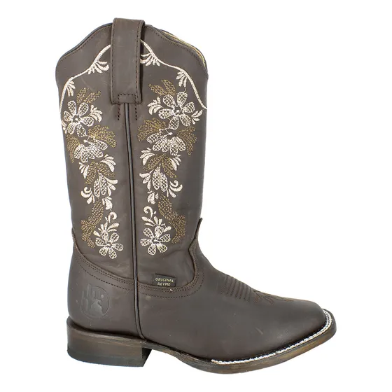 Bota Vaquera Para Dama En Piel Horma Bulldog Bordada