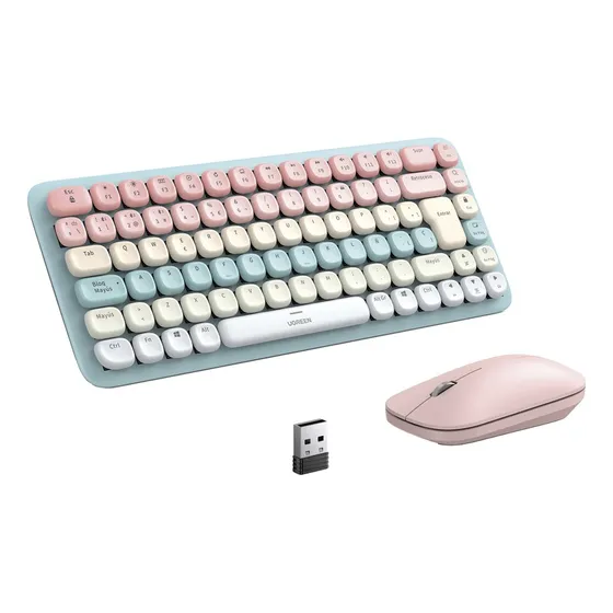 Paquete De Teclado Y Mouse Inalámbrico Ugreen Rosa Mouse Rosa Claro