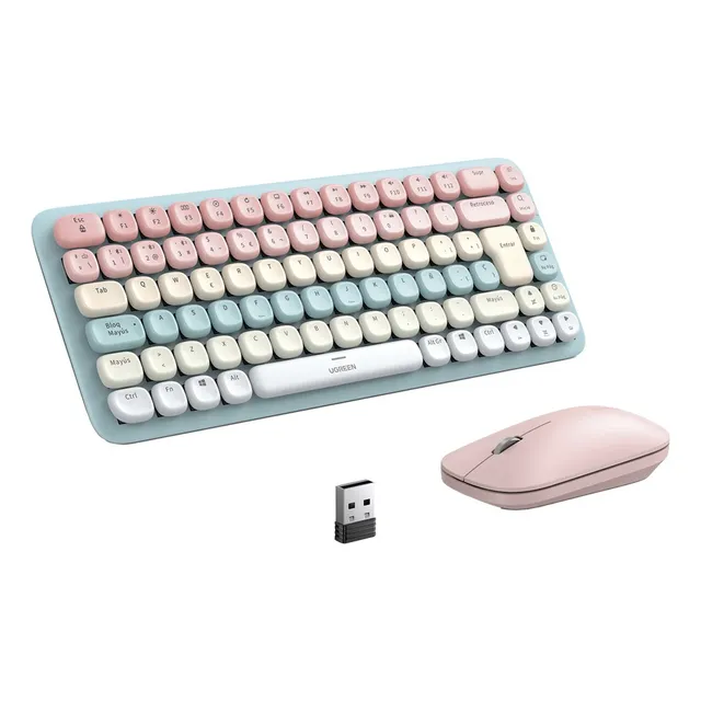Paquete De Teclado Y Mouse Inalámbrico Ugreen Rosa Mouse Rosa Claro