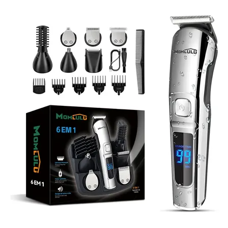 Cortador De Cabelo E Barbeador Momlulu Br021 Usb Sem Fios Resistente À Água Prateado 127/220v