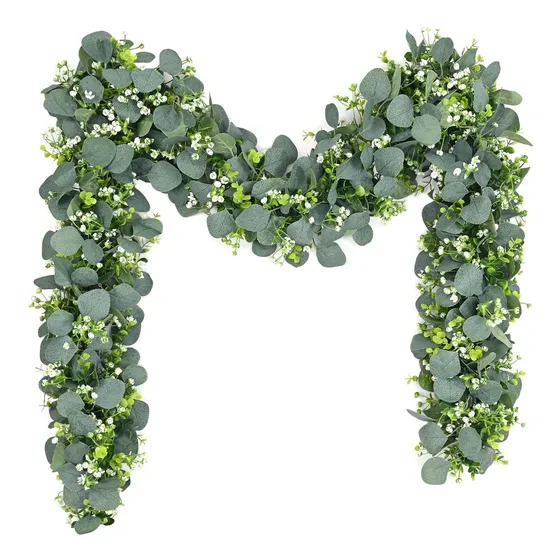 6pcs Guirnalda Eucalipto Flores Artificial Planta Decorativa Color Verde