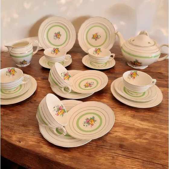 Juego De Té Y Postre Porcelana Inglesa Antigua W. Imperial