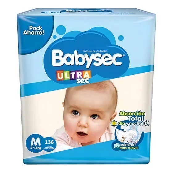 Babysec Ultra X 136 Unidades Tamaño Mediano (M)