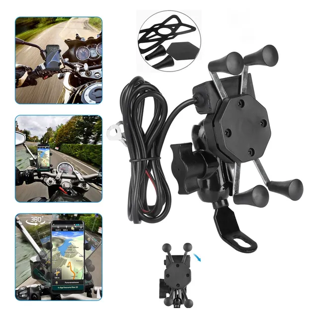 Portacelular Para Moto Metálico Con Cargador Usb