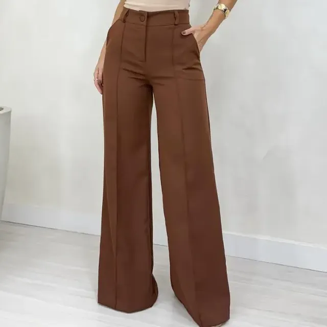 Calça Feminina Alfaiataria Pantalona Cintura Alta Soltinha