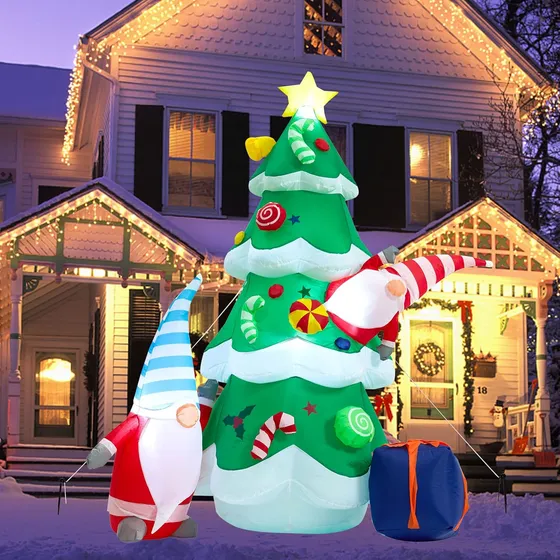 Árbol Navidad Inflable Sungift, 2,13 Metros Gigante Iluminad