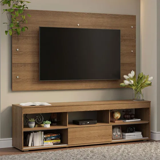 Rack Com Painel Para Tv Até 65 Polegadas Orlando R Madesa Cor Rustic 70045Z