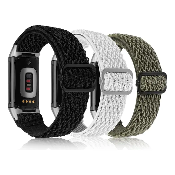 Pulsera De Nylon Ajustable Para Fitbit Charge 6 Y 5, Suave