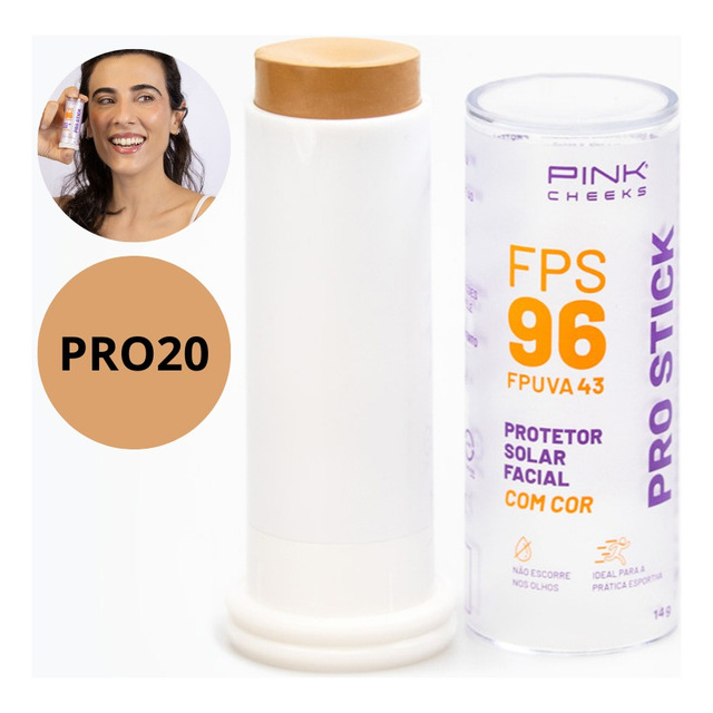 Protetor Solar Facial Pro Stick Fps96 Pro20 Pink Cheeks 14g Protetor Solar Facial Pro Stick Fps96 Pro20 Pink Cheeks 14g