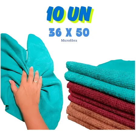 Kit 10 Pano Microfibra Limpeza Geral Vidro Carro Bike 36x50