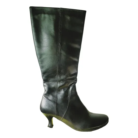 Botas Caño Alto Cuero Negro, T.36. Marcel Ronnel. Nuevas