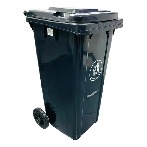 Papelera Pipote De Basura  120 Litros Con Ruedas Y Pedal